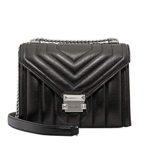 michael kors whitney bag black|michaelkhorsbeigecolorleatherquiltedlookchainandleatherstrap.